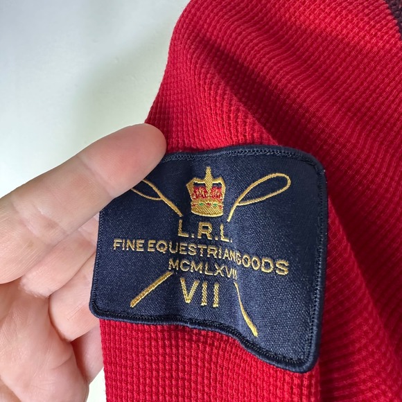 Vintage Lauren Ralph Lauren Equestrian Club Crest 1/4 Zip Women Medium Red Y2K - Picture 5 of 6
